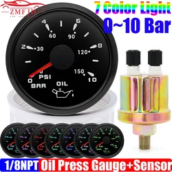 Waterproof IP67 7 Color Light 0~10 Bar Oil Press Meter+Sensor for Auto Car 2