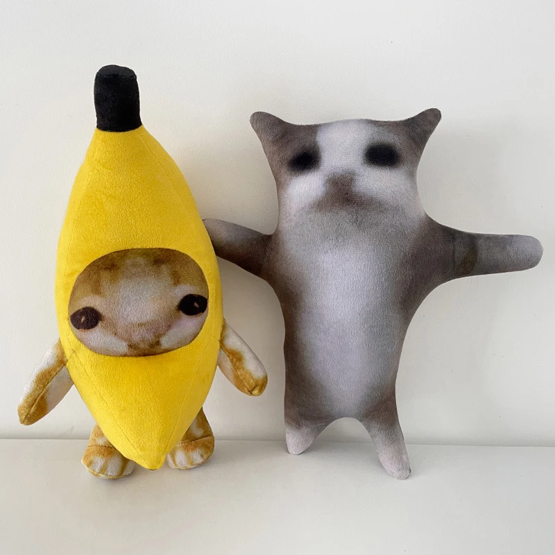 바나나 고양이 해피 고양이 봉제 인형 장난감, 재미있는 인형 바나나 인형 장난감, 노벨티 선물 봉제 인형 동물 선물