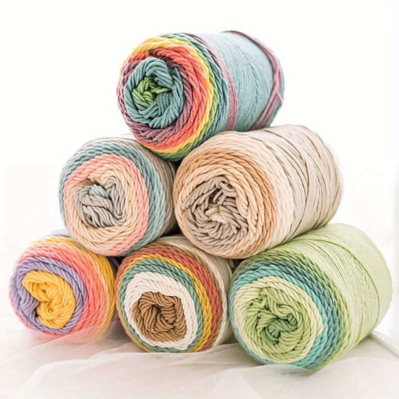 3-Pack 300g/10.58oz Soft & Durable Multicolor Dyed Gradient Cotton Acrylic Blend Yarn for Knitting, Crocheting Sweaters, Scarfs 2