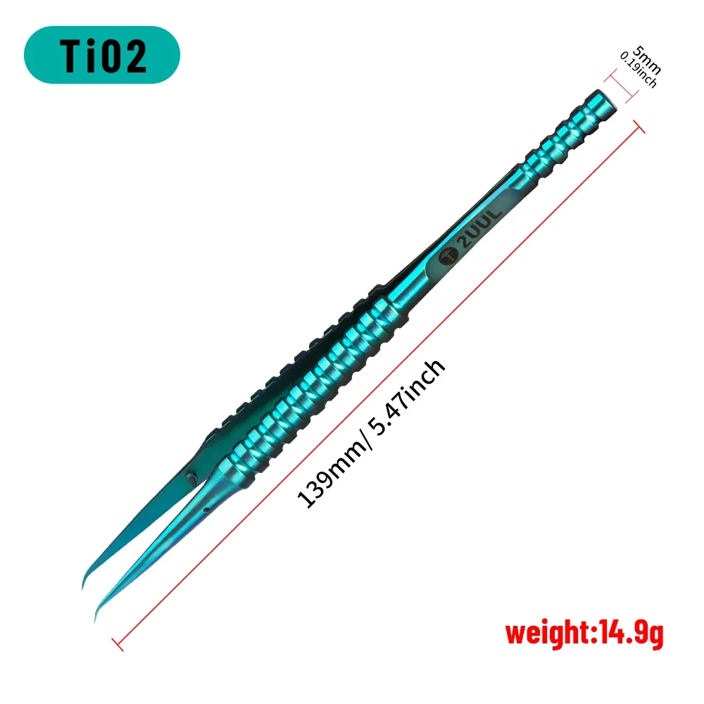 Titanium Alloy Precision Electronics Tweezers - Green