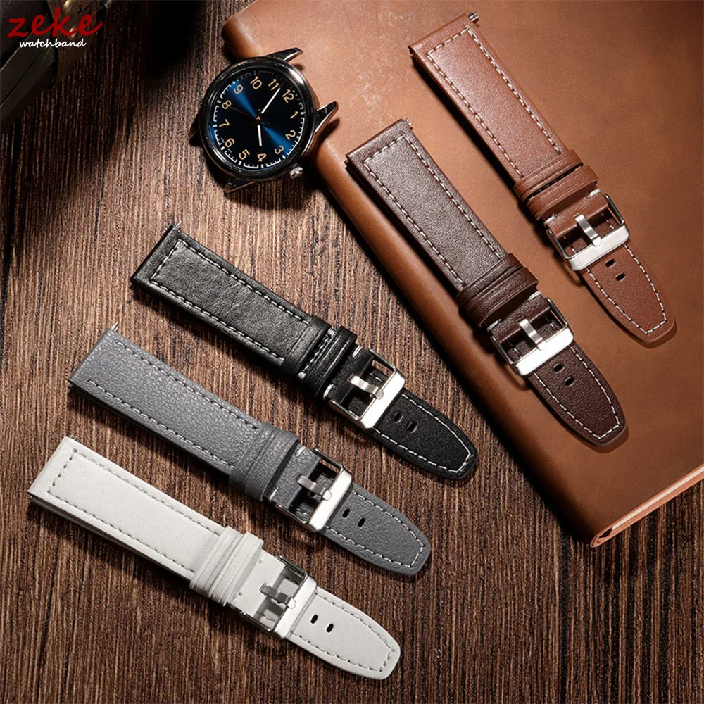 Premium Leather Watchband - Soft Replacement Wrist Strap (22/20mm)