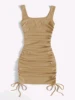 Summer ribbed vest dress drawstring pleated tight elastic hip skirt 1