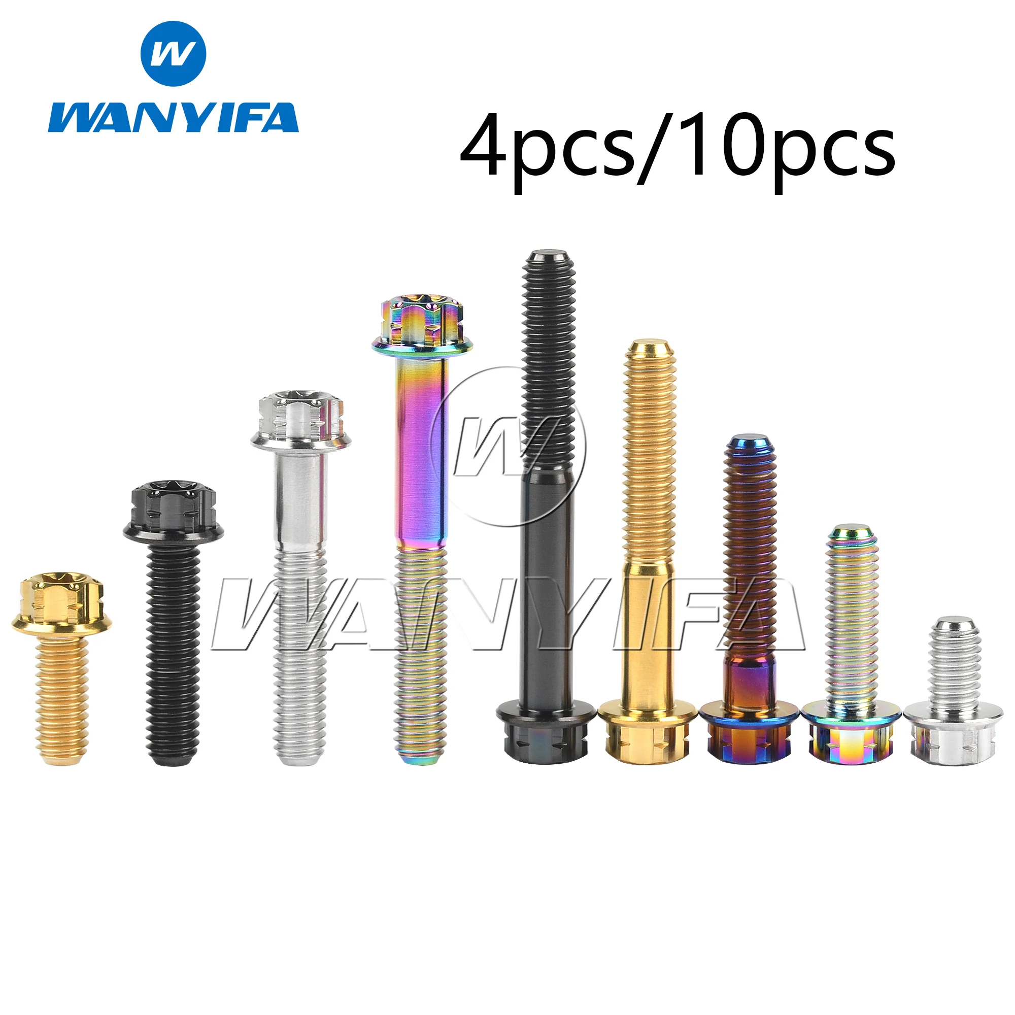 Wanyifa-titanium Bolt M6x10 15 20 25 30 35 40 45 50 mm Torx Flange Cabeça para Modificação da Motocicleta Decoração Pcs 10 Pcs