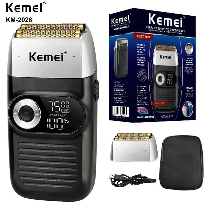 

Kemei original carved razor reciprocating USB body washable and rechargeable sideburns professional men's hair clipper KM-2026