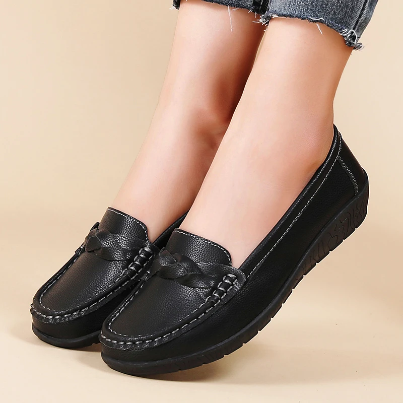 Genuine Leather Fashion Wedge Women Flats Tenis Women's