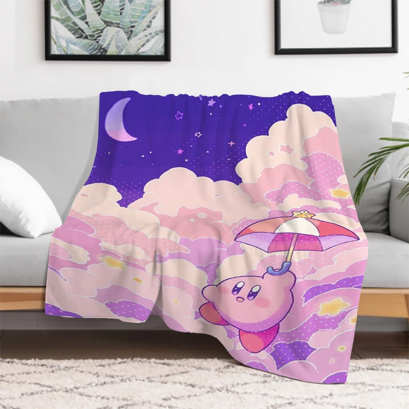 K-Kirbys Cute Cartoon Blanket Sofa Blankets & Throws Furry Warm Winter Throw Bed Double Fluffy Soft Decorative Anime Custom Home 3