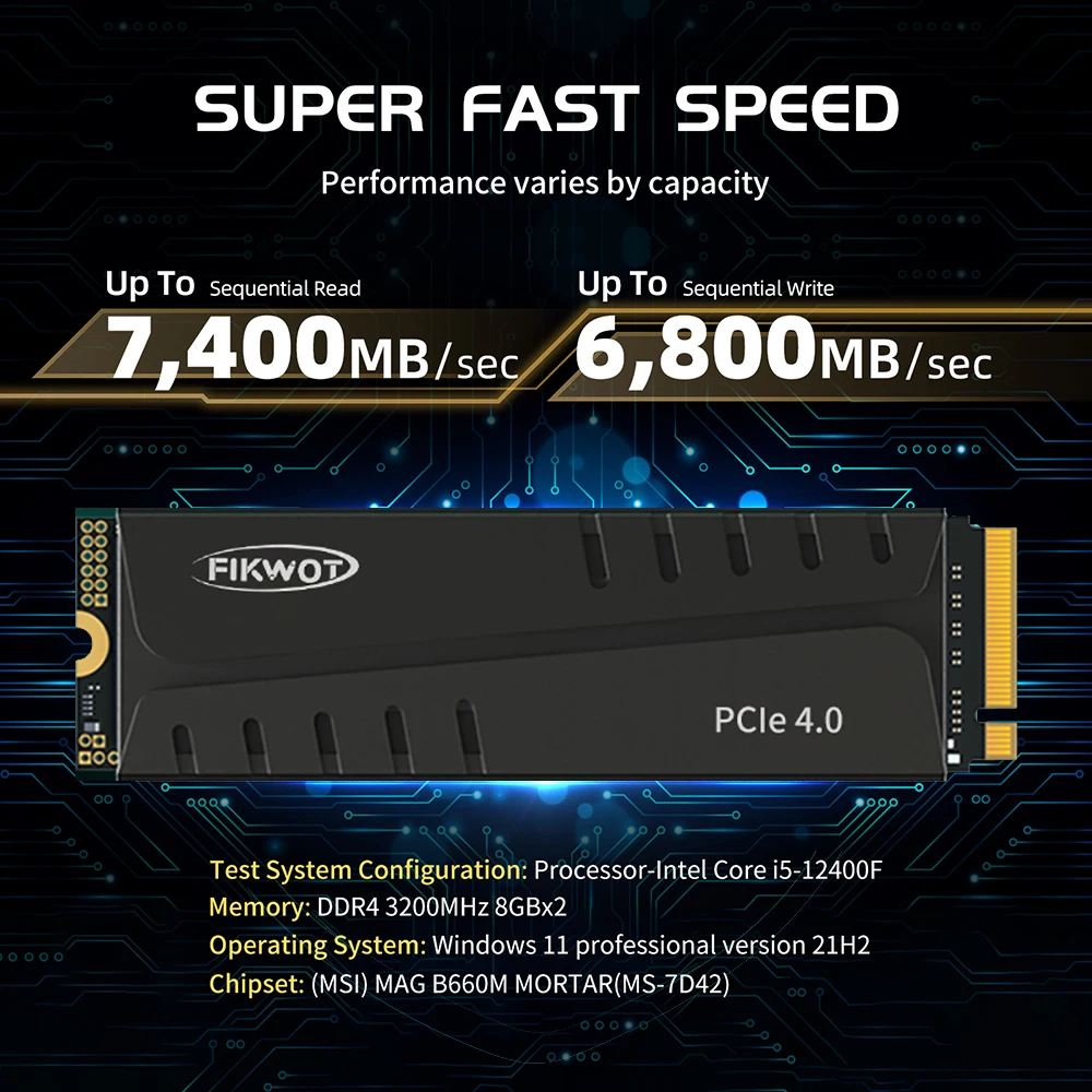 EN760 SSD met koellichaam 1TB PCIe Gen4, NVMe M.2 2280, 3D NAND TLC, tot 5000MB/s, interne Solid State Drive, Dynamic SLC Cache, compatibel met PS5 en PC