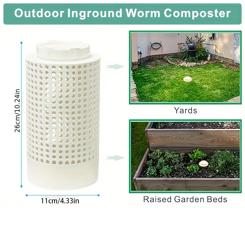 Worm Composting Bin for Small Flower Pots and Garden Space-Saving PVC Worm Tea Composter Tube 1pc
