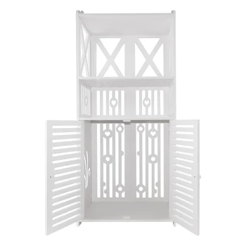 Mobiletto portaoggetti per armadio da bagno a 4 livelli con doppia anta, PVC opaco, alto e sottile, indipendente, impermeabile, 90x40x25 cm 1