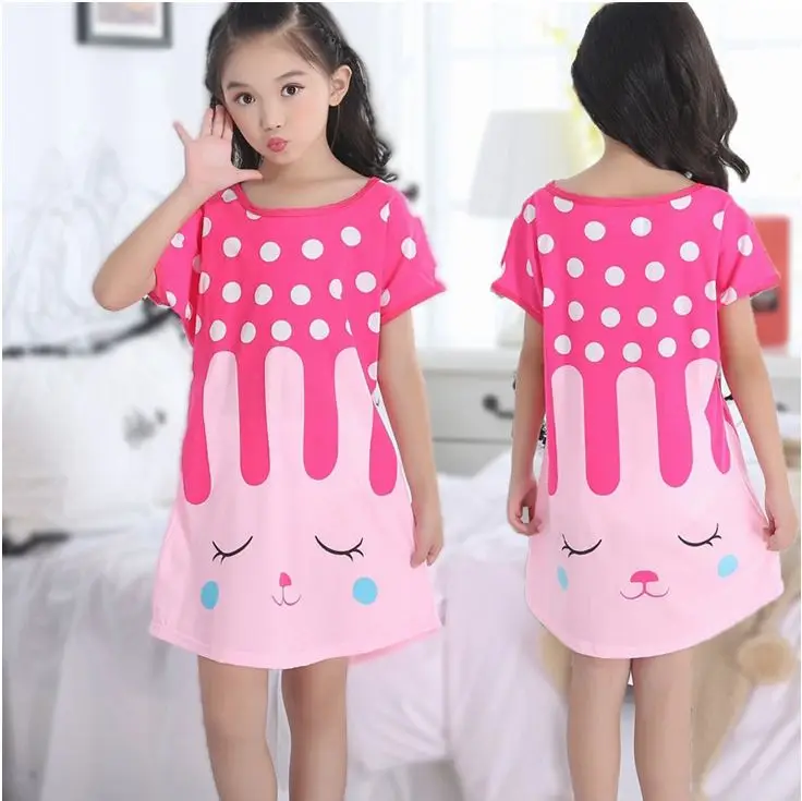Summer Girl Nightgown Cartoon Pajamas Dress For Kids Teenager Night Dress 3-10years Baby Nightdress images - 6