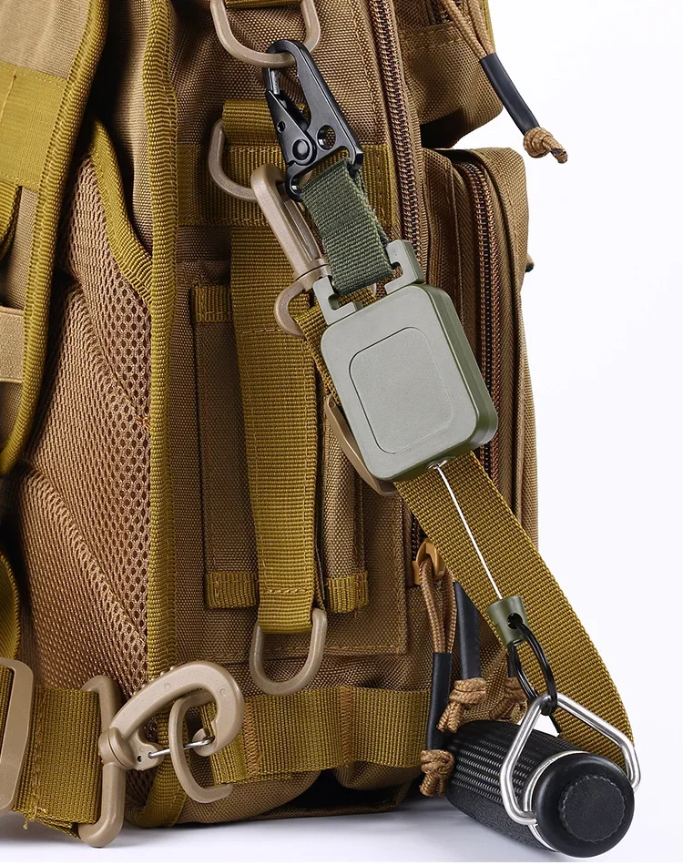 Description Picture 3 of item60cm High Quality Steel Wire Retractable Badge Reels Multi-purpose Tactical Backpack Hooks Outdoor Fishing Climbing Accessories