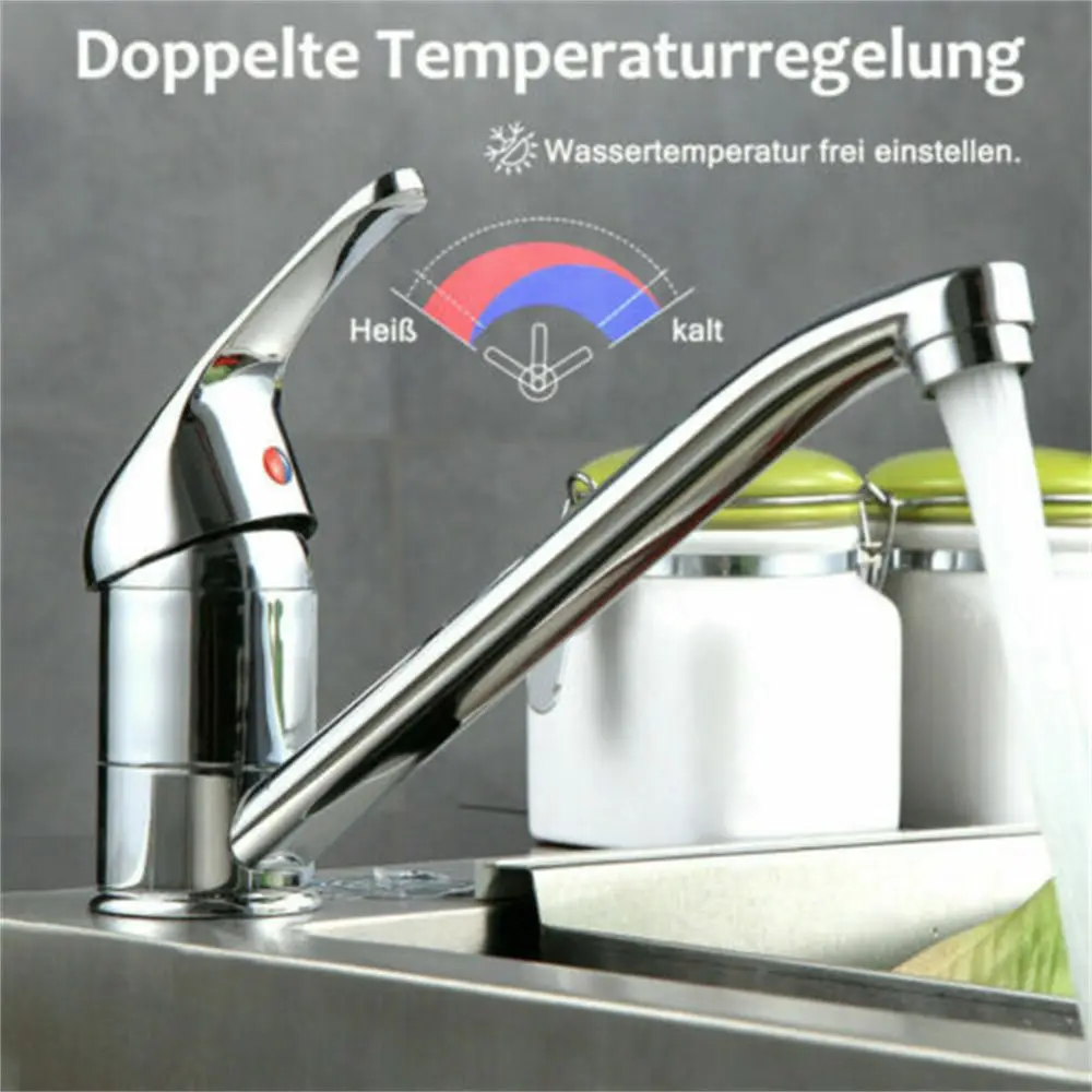 Monobloc Water Valve Home 360°Rotation Swivel Spout Single Lever Chrome Faucet Kitchen Mixer Tap Sink Tap
