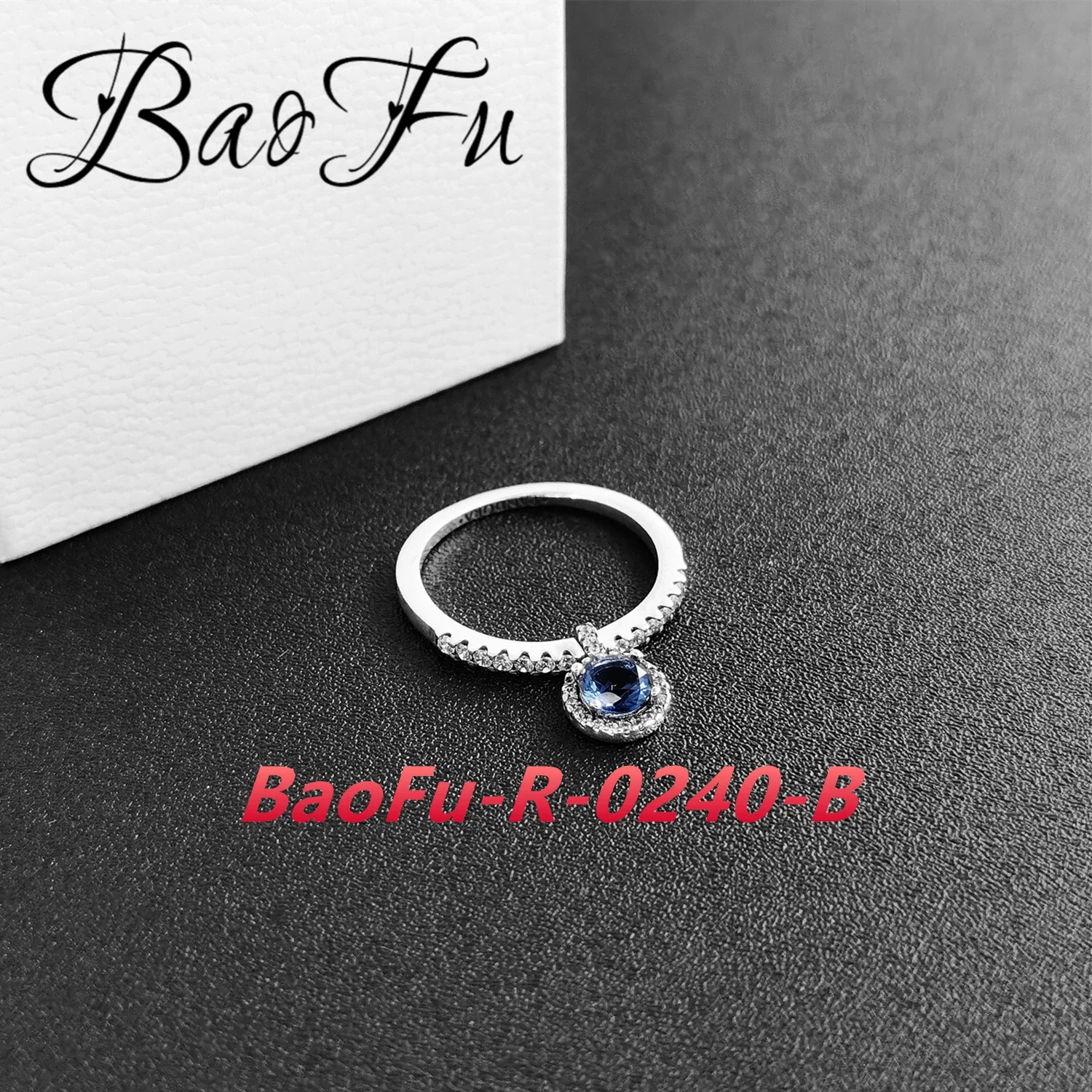 New 925 Sterling Silver Ring Shiny Black Onyx Blue Ice Crystal Love Drops Sparkling Elegant Women's Rings for Original Jewelry