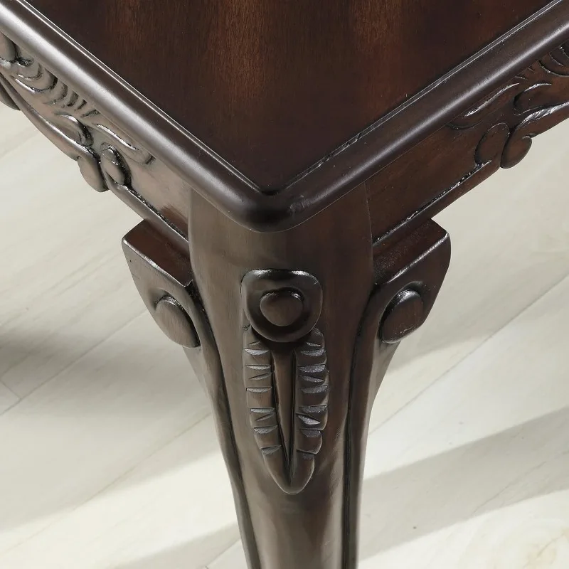 Traditional Ornate Detailing Wood Coffee Table, Dark Cherry 5