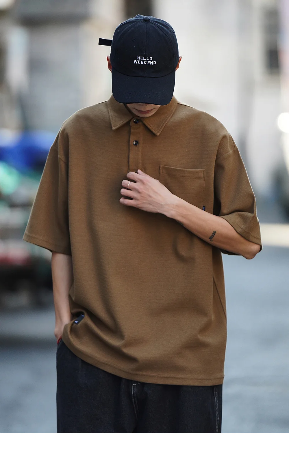 Polo a maniche corte da uomo, tinta unita, con taschino, estivo, vestibilità ampia, con risvolto, t-shirt casual a mezza manica, top - immagine 2