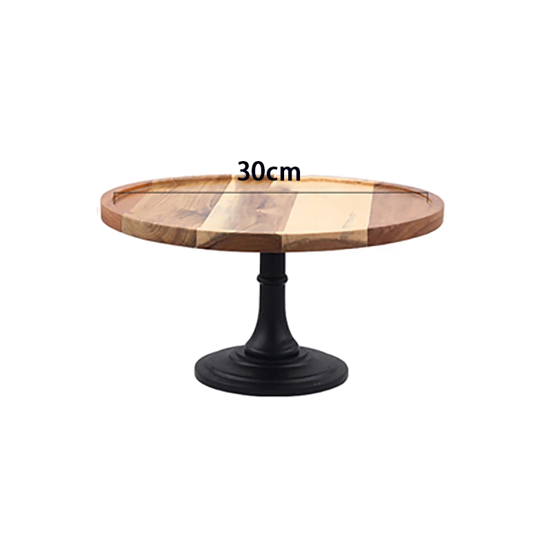 Wood Cake Stands with Dome Footed Cupcakes Display Plate Serving