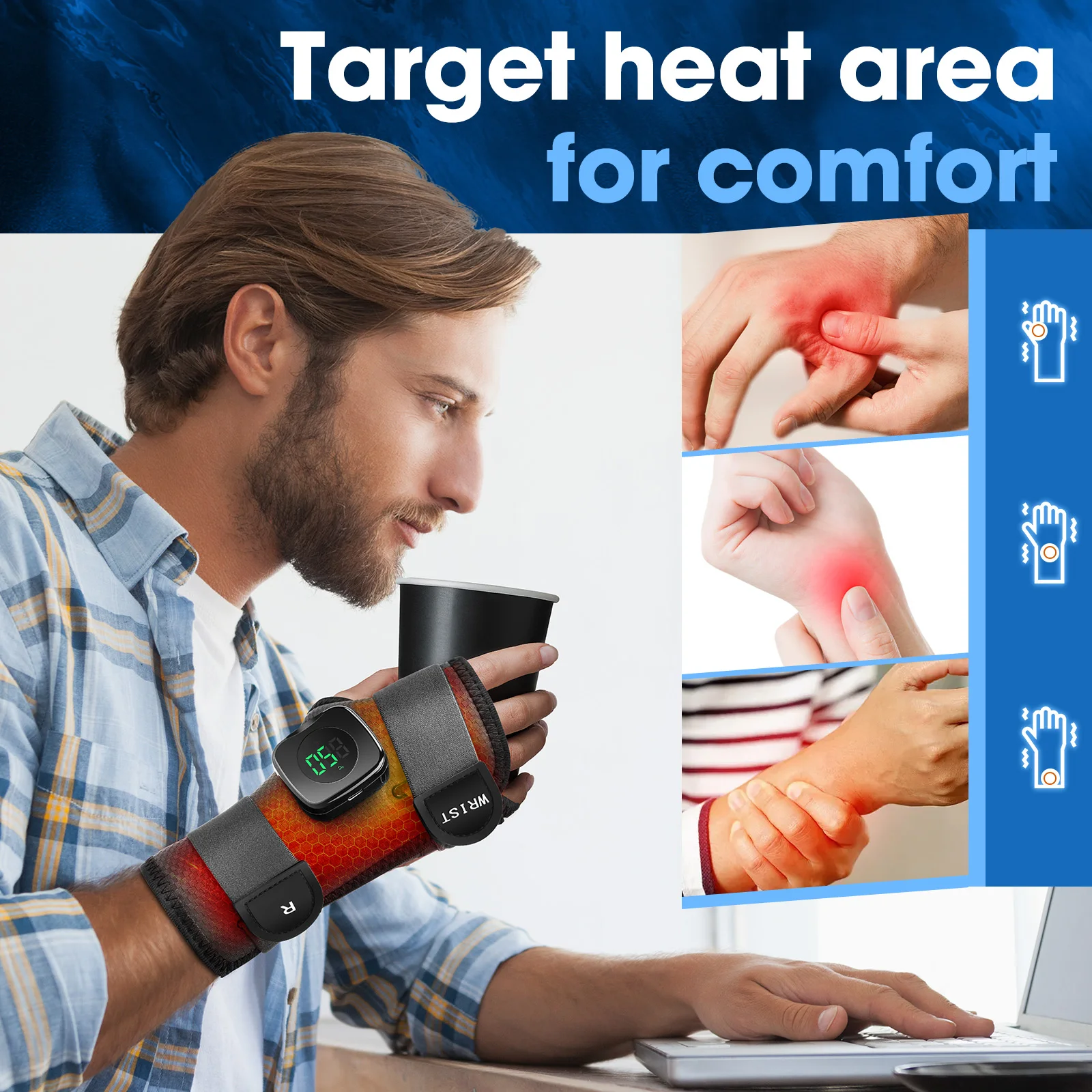 New Magnetic Controller Heat Wrist Guard Hand Joint Tendon Sheath Strain Hot Com