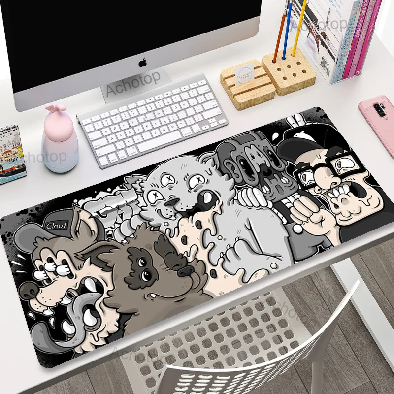 Wknoon Mouse Pad Personalizzato Con Design Astratto Oro Ananas - Tappetino In Gomma Antiscivolo 24x20 Cm