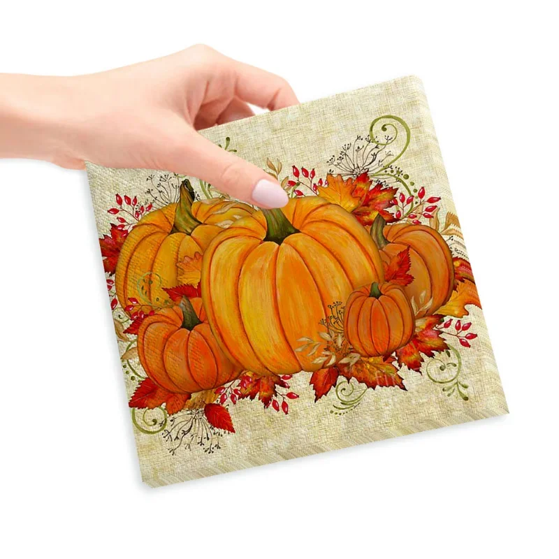 Fragrance Free Tissue Paper Festive Halloween Party Pumpkin Colourful Food Grade Printed Tissue Paper 33 Napkins 10/20pcs Paper Napkins Tissue Paper Decoration