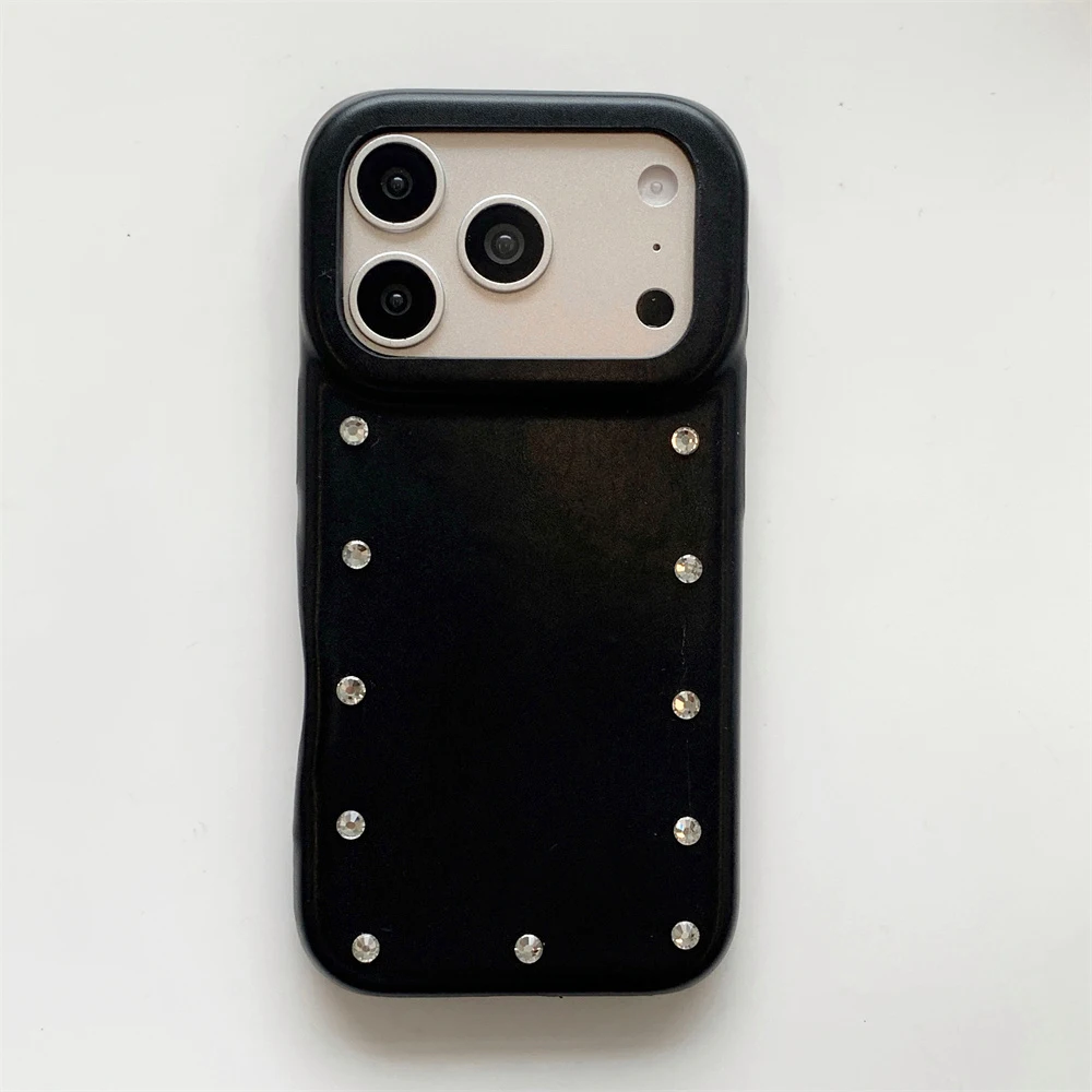 Luxury Rhinestone PU Leather Phone Case with Hybrid PC Protection