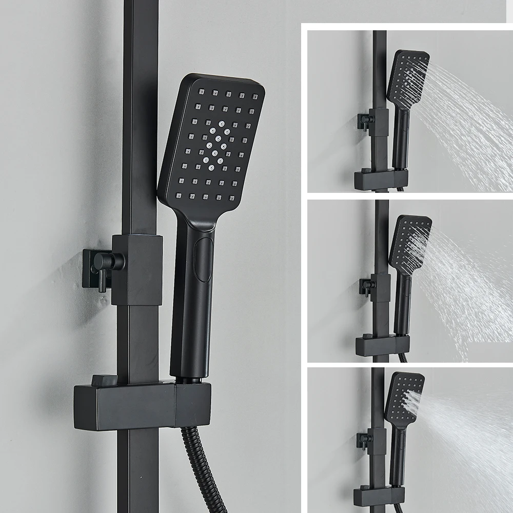 Bathroom Shower Faucet Set Black/Chrome Brass Shower Mixer Crane Rainfall