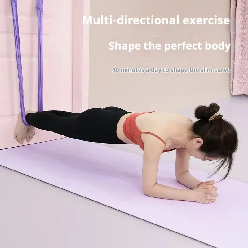 Yoga Aerial Silk Set Woman Hammock Back Legs Stretching Swing Pilates Accessories Elastic Fitness Belt Home Gym Equipment