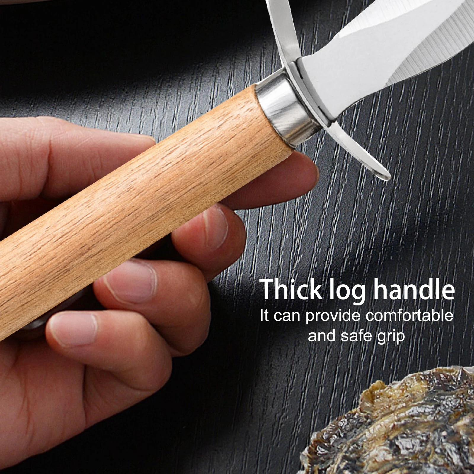 1pcs steel lever fish scallop knife with wood handle oyster knives sharp shell bottle opener images - 6