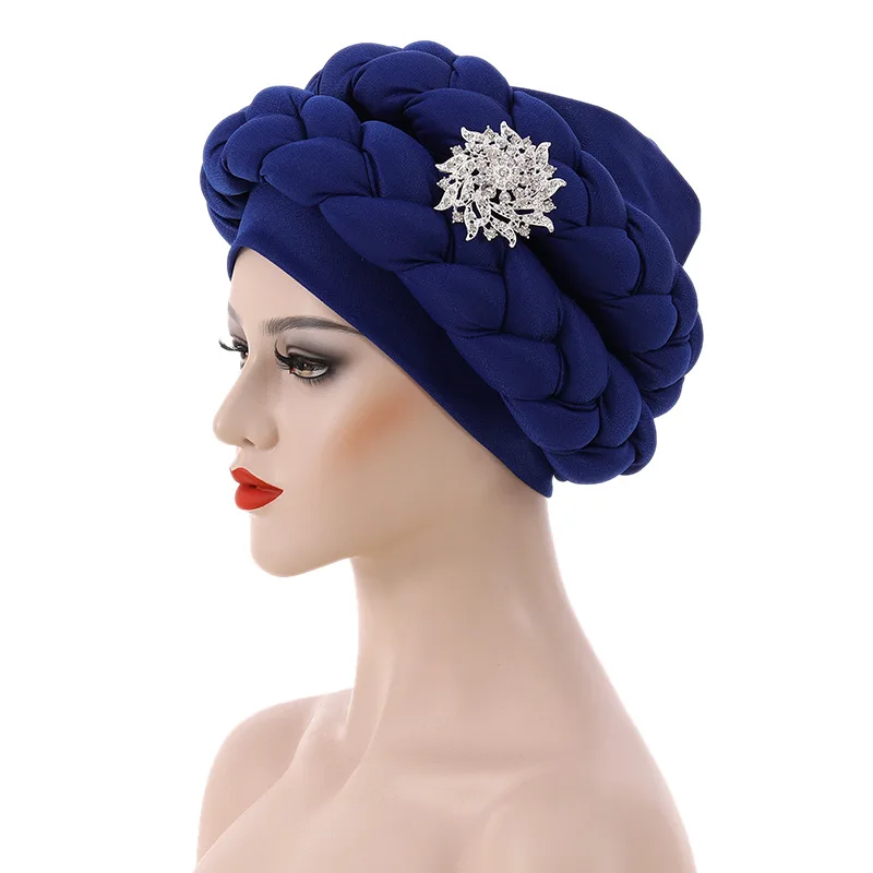 African Turban Cap for Women Headwear for Wedding Party Female Head Wraps Bonnet Headband Hat New Fashion
﻿ 4