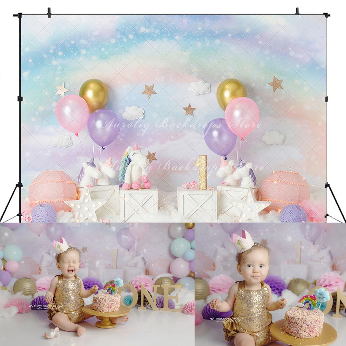 

Единорог Волшебные фоны дети ребенок торт разбивать реквизиты дети девочка цвет радуги фотография фотосессия декорации фон