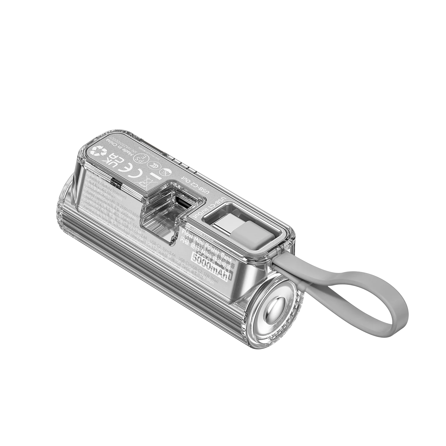 SHARGE-Mini Bateria Auxiliar, Banco de Potência 5000mAh, Dual USB-C, Lightning PD, Interface de Carregamento Rápido, iPhone, Samsung, HUAWE