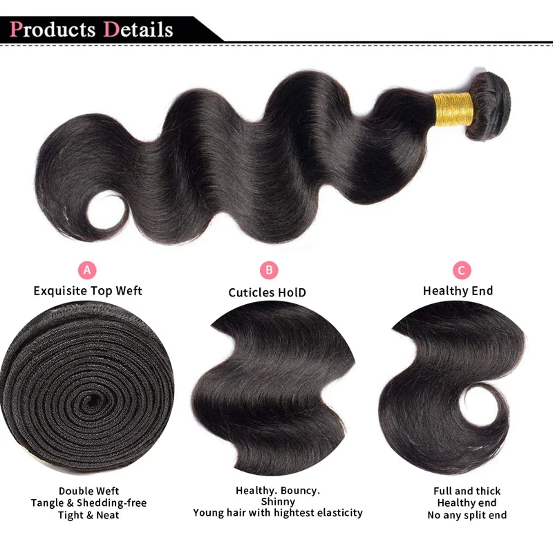 Body Wave Bundles Human Hair Brazilian Hair Weave Bundles 100% Natural Black Human Hair Extensions 1 3 4 PCS Bundles