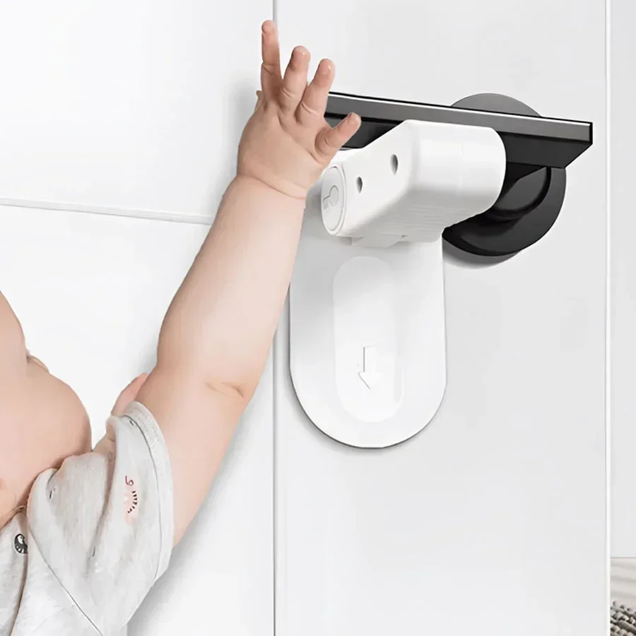 new Door Lever Lock Universal Anti-open Handle Child Baby Safety Locks Punch-free Multifunction Hidden Button Buckle Safety Lock