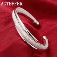 

AGTEFFER 925 Sterling Silver Fashion Jewelry Large Reticulated Bracelet Women Bangle Wedding Engagement Jewelry