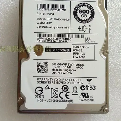 For 8WP8W HUC106060CSS600 600G 2 5 SAS 10K server hard disk R710 R720 R620