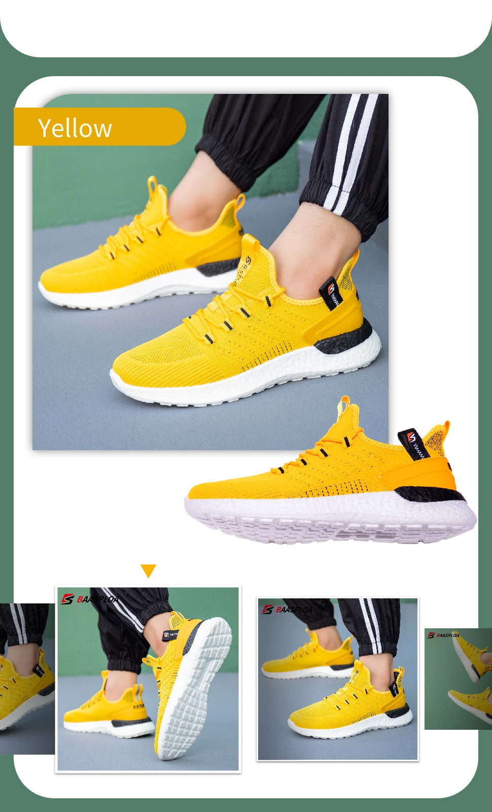 Baasploa Design Men Outdoor Shoes Soft Casual Sneakers Male Jogging Shoes High Quality Breathable Running Shoes for Men Boost