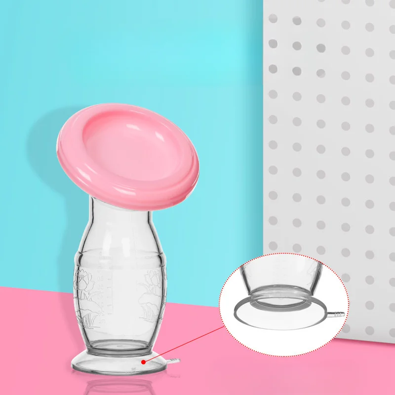 Manual high suction breast milk collector suction cup connecting to leaking milk milking machine silicone breast collector