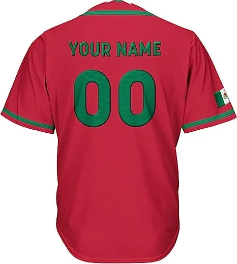 2024 Mexico Baseball jersey 3D Print Mesh Free Custom Name Baseball Shirt Men's Street Oversize Apparel Short Sleeve Sportswear 6