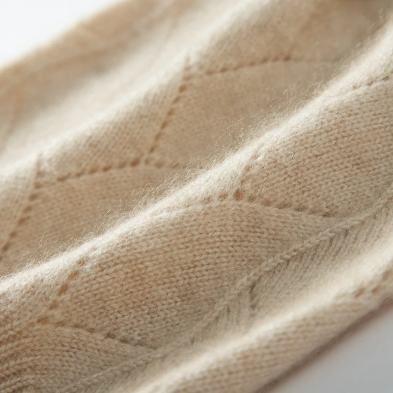 High Quality 100% Cashmere Knitted Hat for Women Winter Beanies Soft Warm Mesh Outdoor Cap Fashion Female Skullies Solid Hats 5