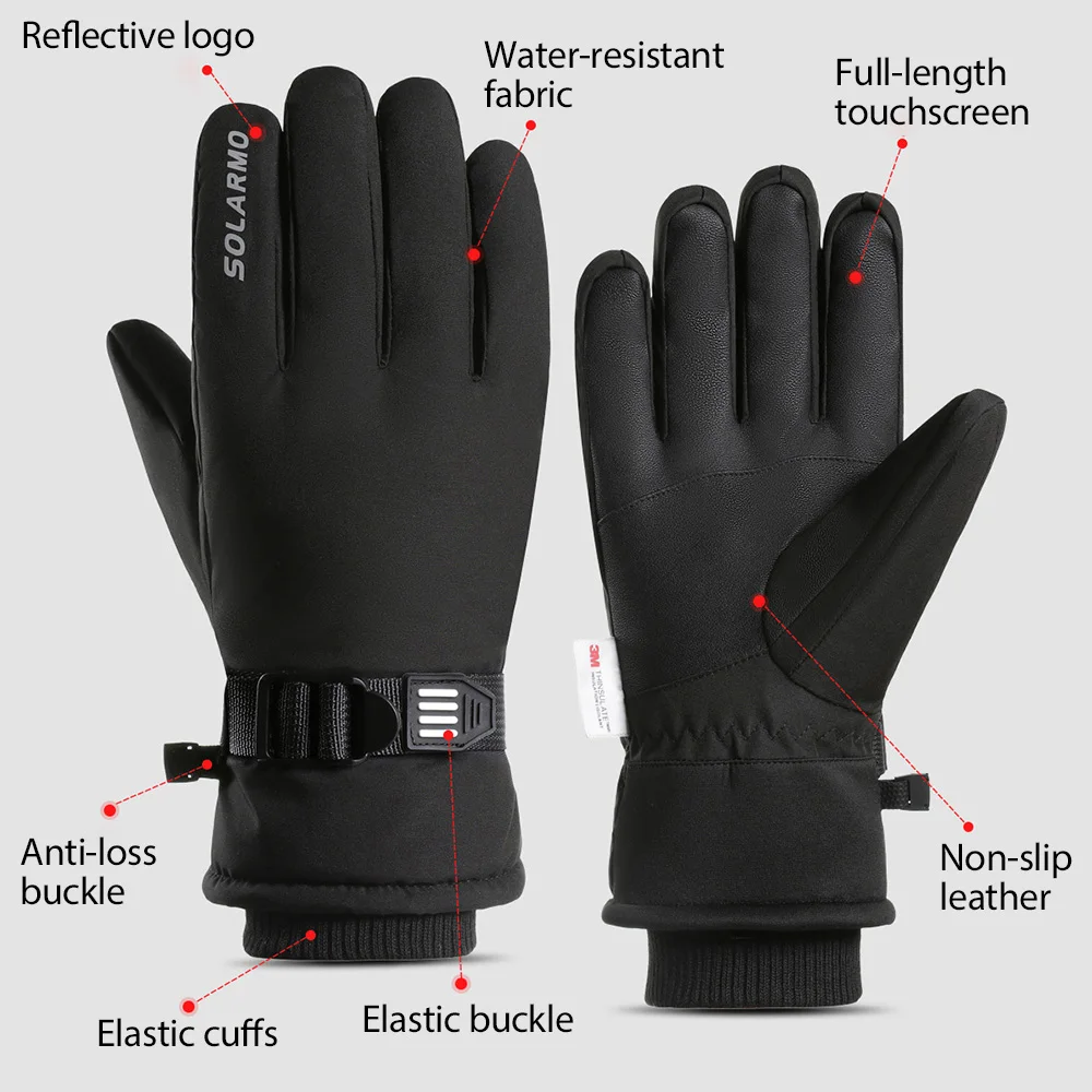 Winter-wasserdichte Touchscreen-Handschuhe für Männer und Frauen, winddicht, rutschfest, warm, Radfahren, Motorrad, Skifahren, Fahren, Sport, Angeln – Detail 15