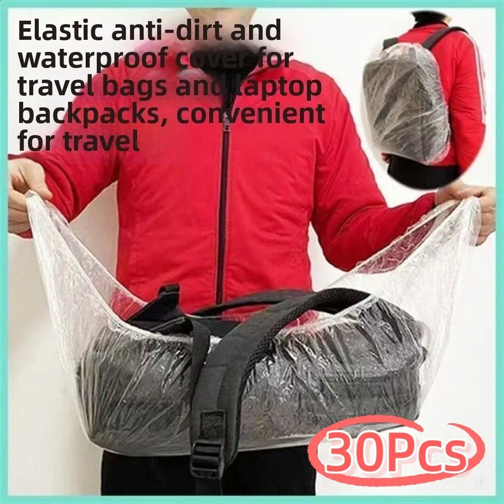30Pcs 일회용 배낭 레인 커버 접이식 90/110cm 배낭 보호 슬리브 플라스틱 경량 방수 배낭 커버