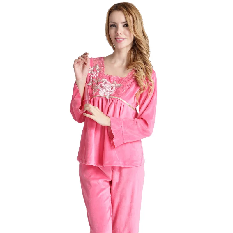 

Women's Velvet Pajama Set Women Sleepwear Winter Pajamas Pyjama Set Pjs Women Homewear Lounge Wear Drop Shipping
