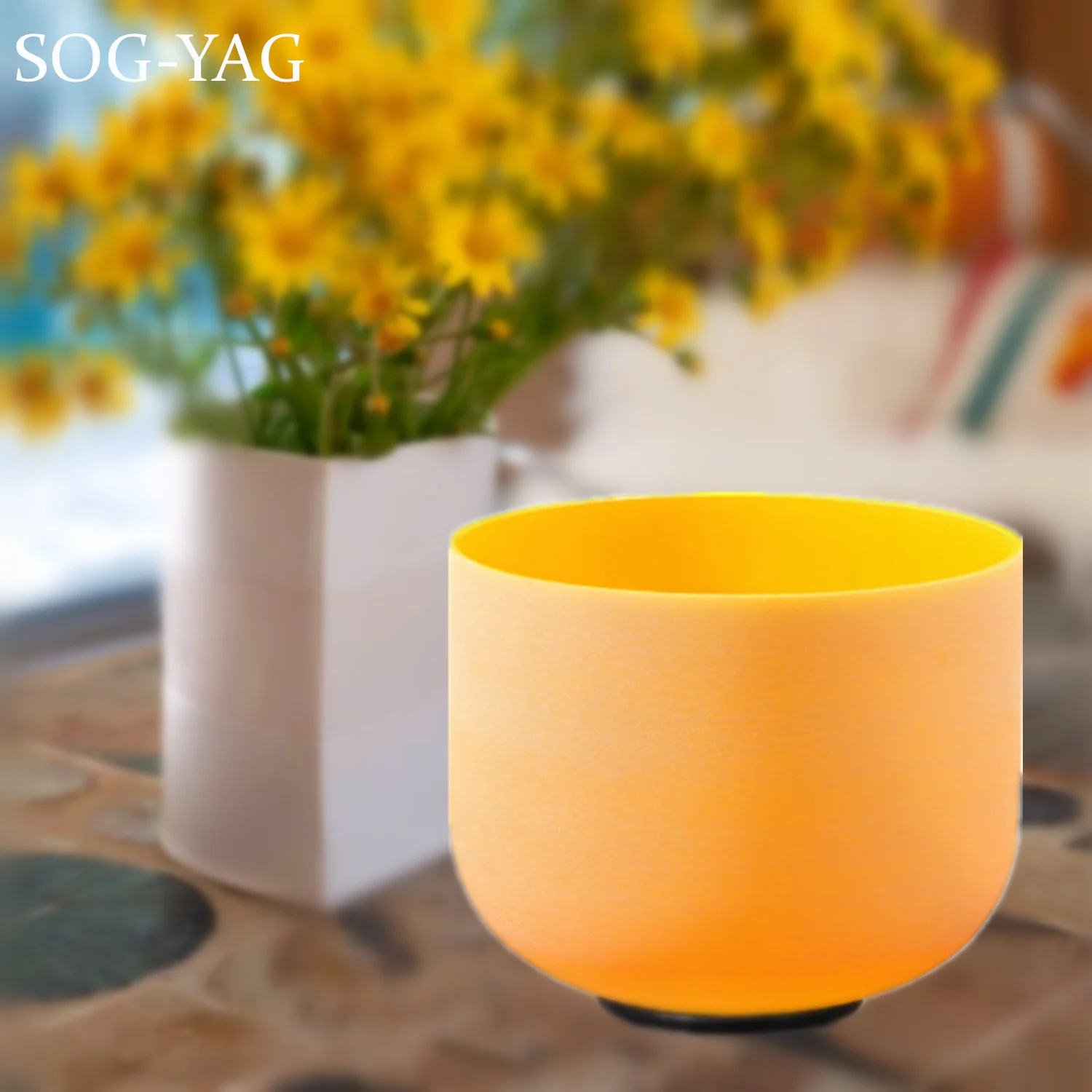 

SOG-YAG 8 Inch Yellow Color Quartz Crystal Singing Bowl 440Hz/432Hz CDEFGAB Note for Yoga Releax with Free Mallet and O-ring