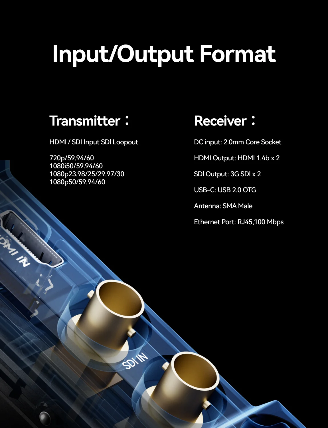 Hollyland Cosmo C2 ワイヤレス HDMI/SDI ビデオ伝送システム 3000