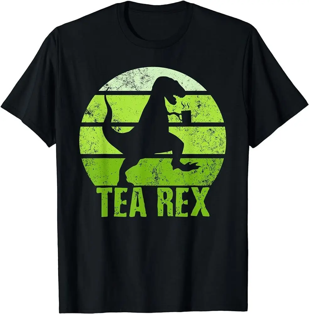 Maglietta Tea Rex Retro Vintage Funny Dinosaurs Party Maniche Lunghe O Corte