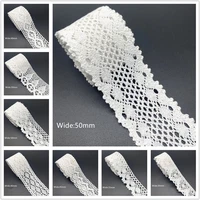 10mm-50mm 2yards White 100%Cotton Lace Ribbon For Apparel Sewing Fabric Trim Cotton Crocheted Lace Ribbon Handmade Accessories