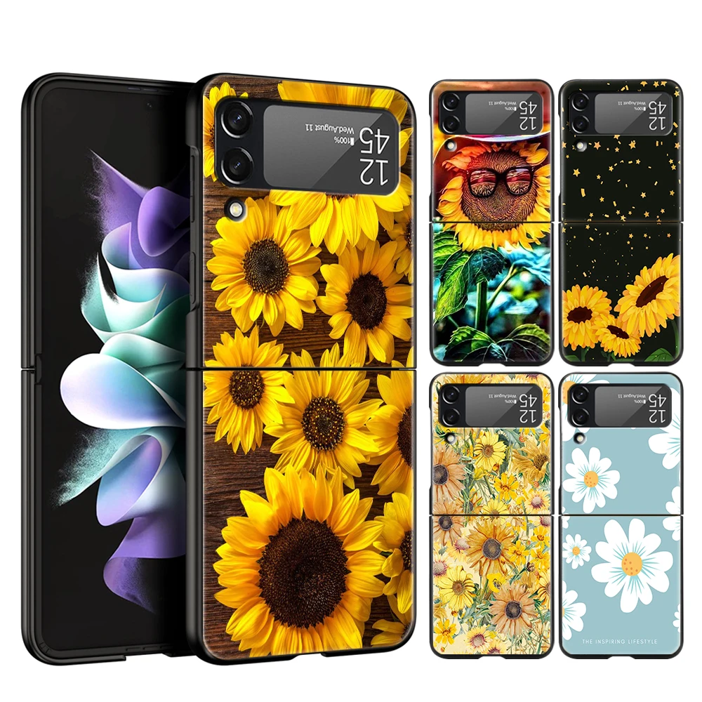 Summer Daisy Sunflower Floral Flower Custodia Rigida Per Pc Per Samsung Galaxy Z Flip 4 Cover Nera Per Galaxy Z Flip3 Custodia Pieghevole