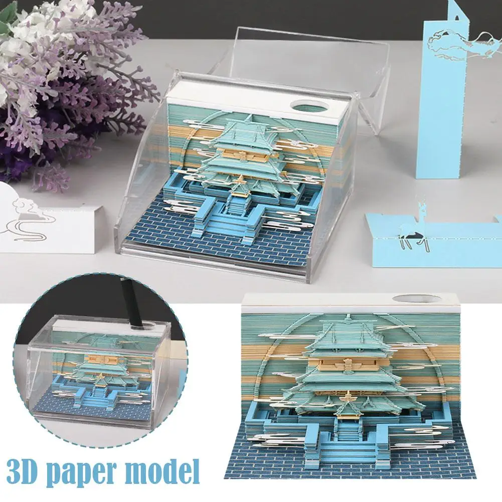 

Ancient-architecture Paper Sculpture Note Memo Pad Gift Artwork Note Notepad 2023 Cloud Art Decor Office Custom 3d Friend T T5p1