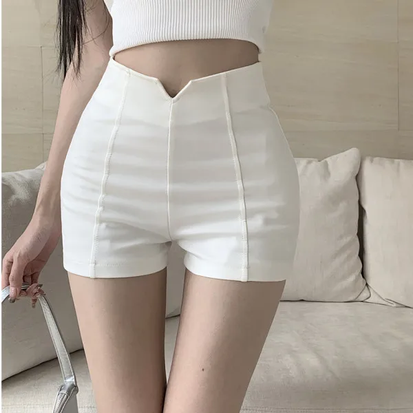 White Spicy Girl ort Pants Women's Summer High Waist Tight Fit Korean Sle Versatile Elastic Slimming Butt Lifting Hot Pants