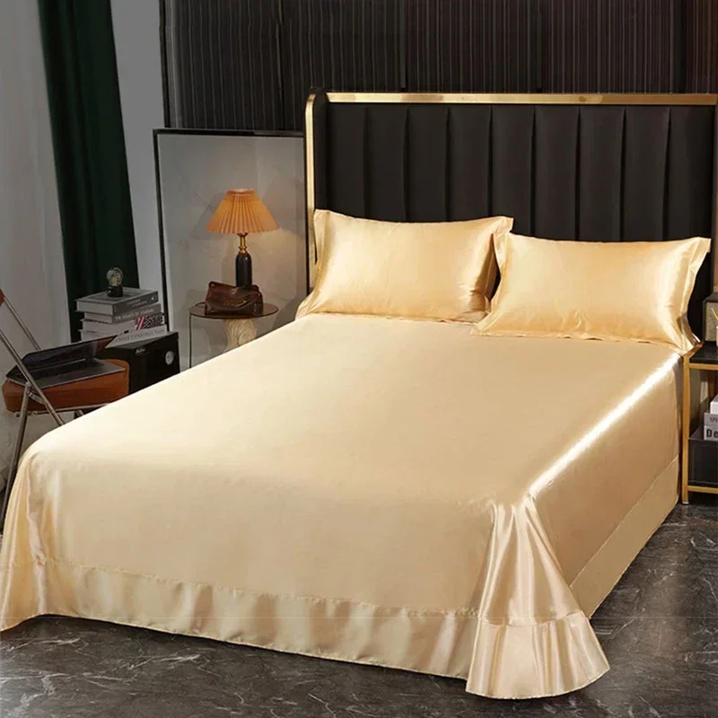 High-end Mulberry Silk Bed Sheet and Pillowcase or Only A Bedsheet Luxury Stain Silky Bed Sheet Set Queen Beautify Skin Bedsheet 2