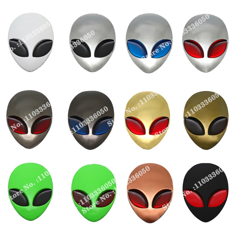 1 Pcs Metal 3D Alienware Alien Head Auto Logo Sticker Vinyl Badge ...